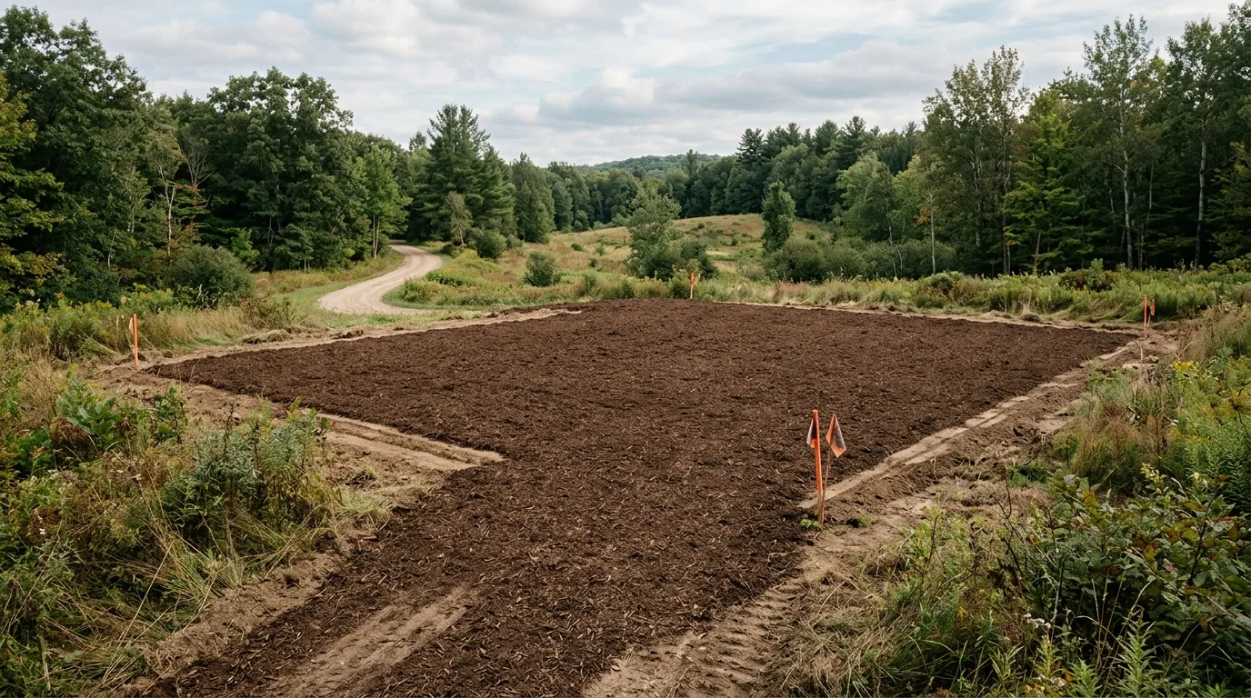 The finished result of professional forestry mulching: the completed work looking clean, correct — Evansville, IN