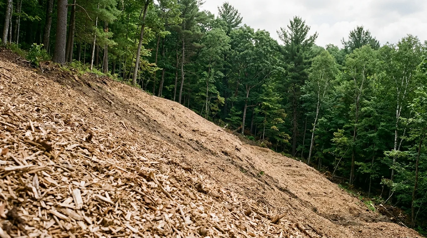 The finished result of professional forestry mulching: the completed work looking clean, correct — Evansville, IN