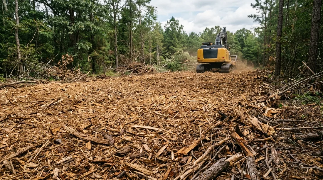 Chips remain on the ground as erosion cover and break down over one to three seasons — Evansville, IN